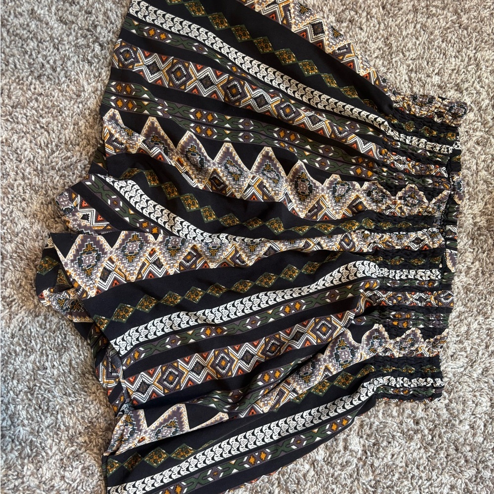 High Waisted Bohemian Patterned Shorts With Elastic Waist